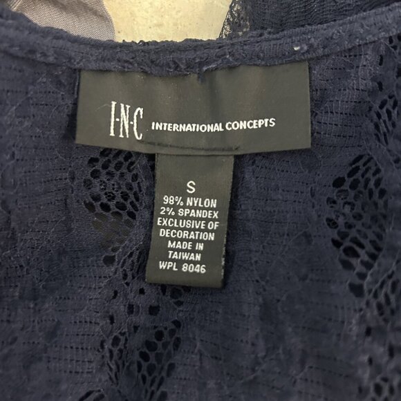 INC International Concepts Navy Blue Open Weave Lace Cardigan Sweater Size Small - Picture 5 of 7